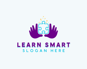 Hand Puzzle Learning logo design