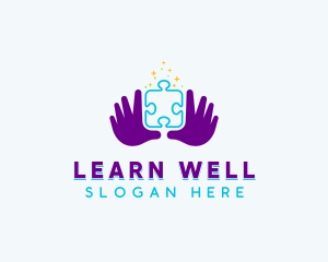 Hand Puzzle Learning logo design