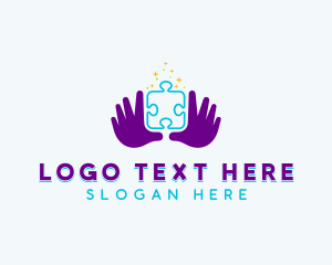 Puzzle - Hand Puzzle Learning logo design