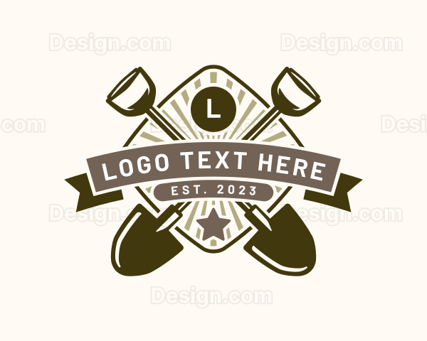 Landscaping Shovel Tool Logo