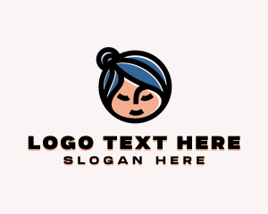 Cartoon Girl Face logo