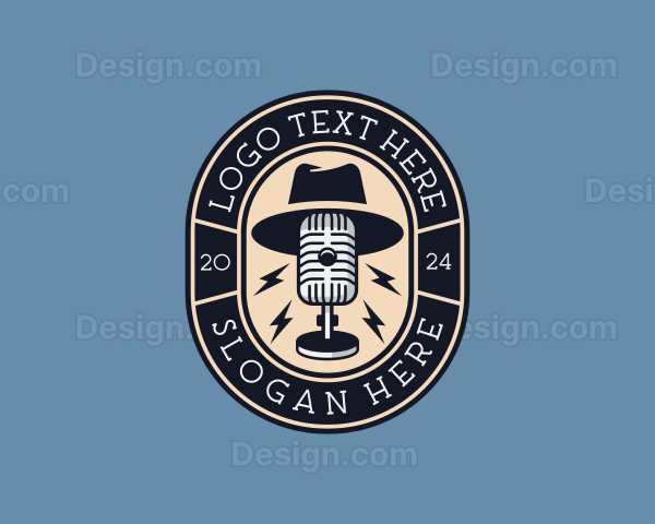 Hat Microphone Podcaster Logo