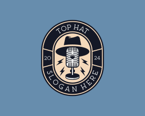 Hat Microphone Podcaster logo design