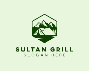 Mountain Camping Tent  logo design