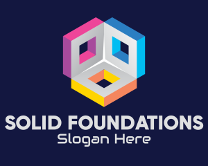 3D Multicolor Squares Logo