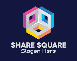 3D Multicolor Squares logo design