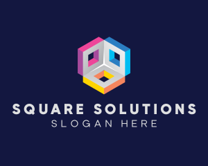 3D Multicolor Squares logo design