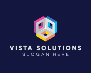 3D Multicolor Squares logo design