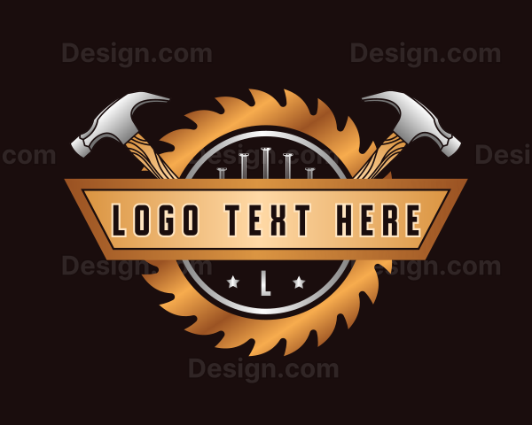 Hammer Saw Woodworking Logo