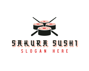 Chopstick Sushi Sashimi logo design