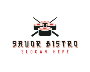 Chopstick Sushi Sashimi logo design