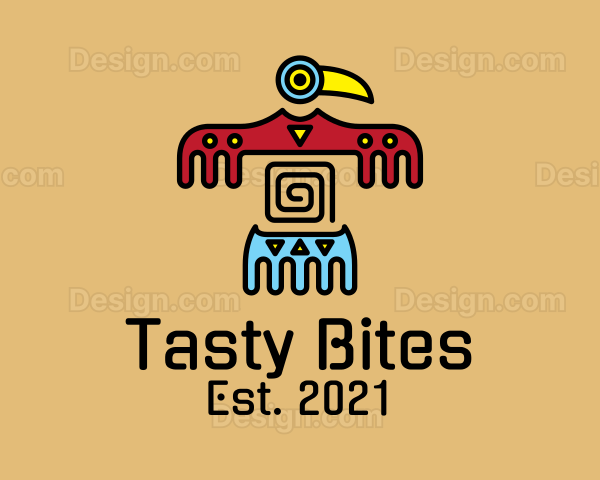 Aztec Bird Cave Drawing Logo