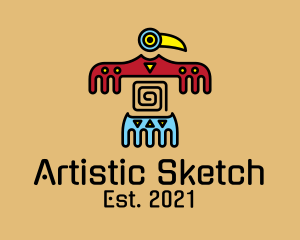 Aztec Bird Cave Drawing logo