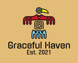 Aztec Bird Cave Drawing logo