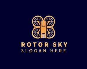 Quadcopter Aerial Drone logo design