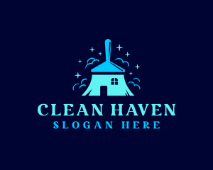 Cleaning Broom Sanitation logo design