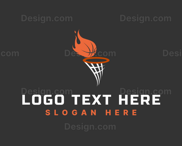 Flaming Basketball Hoop Logo