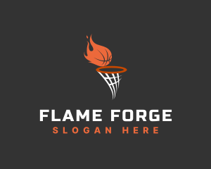 Flaming Basketball Hoop logo design