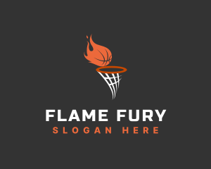 Flaming Basketball Hoop logo design