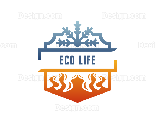 Snowflake Cooling Fire Heating Logo