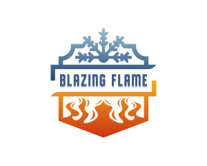 Snowflake Cooling Fire Heating logo design