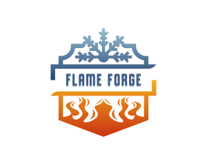 Snowflake Cooling Fire Heating logo design