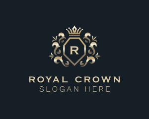 Metallic Crown Shield logo design