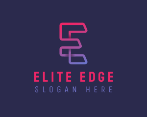 Gradient Cyber Letter E logo design