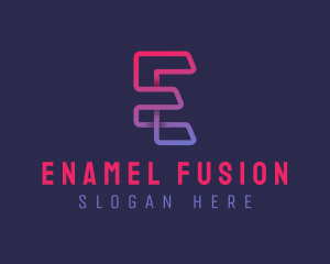 Gradient Cyber Letter E logo design