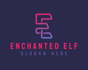 Gradient Cyber Letter E logo design