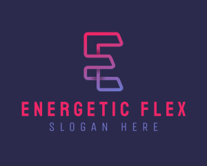 Gradient Cyber Letter E logo design