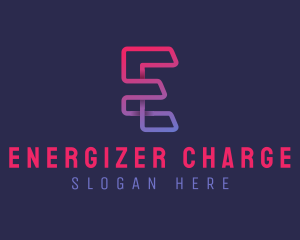 Gradient Cyber Letter E logo design