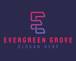 Gradient Cyber Letter E logo design