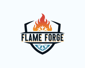 Fire Snowflake Shield logo design