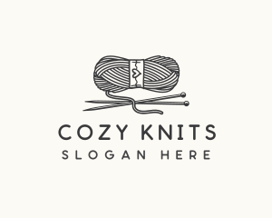 Yarn Knitting Needles logo design