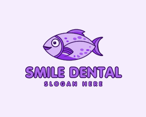 Purple Cartoon Kids Fish logo design