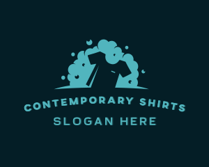 T shirt Cleaning Laundry logo design