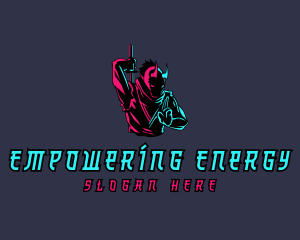 Neon Ninja Sword logo design