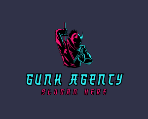 Neon Ninja Sword logo design