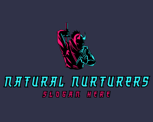 Neon Ninja Sword logo design