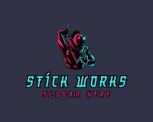 Neon Ninja Sword logo design