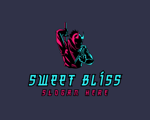 Neon Ninja Sword logo design