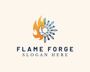 Fire Ice Snowflake logo design