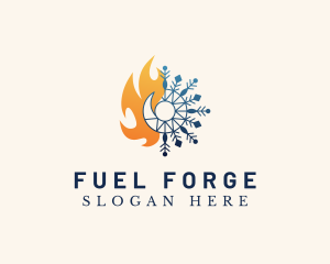 Fire Ice Snowflake logo design