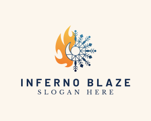 Fire Ice Snowflake logo design