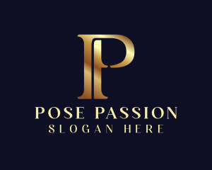 Elegant Gold Letter P logo design