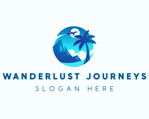 Travel Beach Vacation Plane logo design