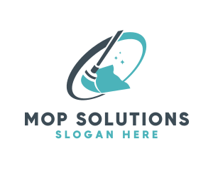 Mop Cleaning Sweep  logo design