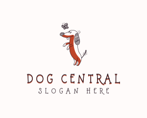 Dachshund Dog Cartoon logo design