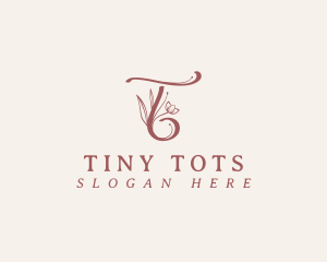 Floral Calligraphy Letter T logo design